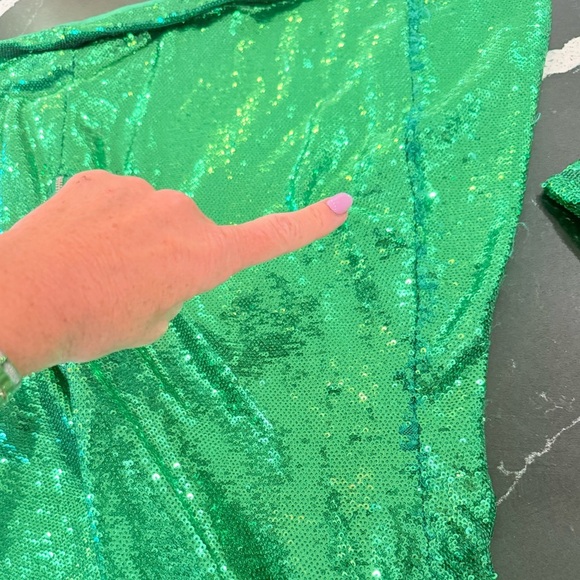 Bardot Alessia Emerald Sequin Long Sleeve Mini Dress - Picture 15 of 16